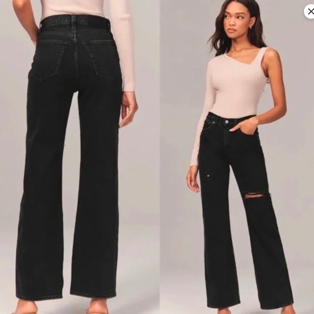 Abercrombie & Fitch Black Wide Leg Flare Jeans